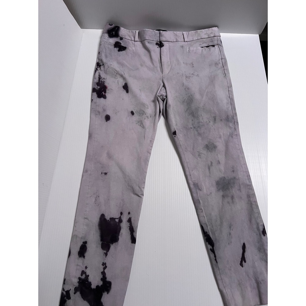 Banana Republic Sloan Fit Tie Dye Ink Blot Slim Ankle Pants Purple Grey Size 12